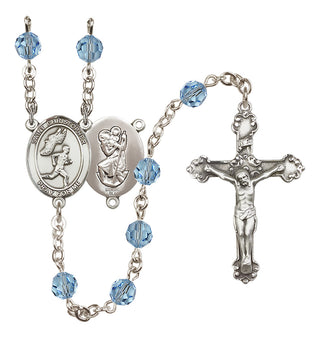 Sterling Silver 6mm Saint Christopher/Track&Field-Men Rosary