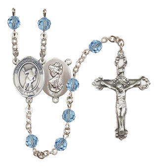 Sterling Silver 6mm Saint Christopher/Lacrosse Rosary
