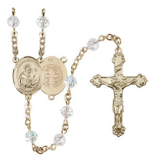 14 Karat Gold-Filled 6mm Austrian Crystal Saint Benedict Rosary in Crystal