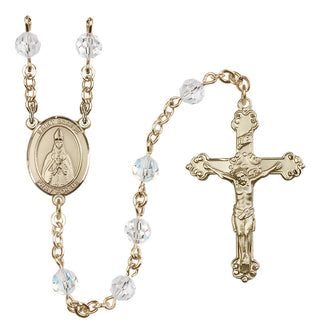 14 Karat Gold-Filled 6mm Austrian Crystal Saint Blaise Rosary in Crystal