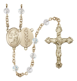 14 Karat Gold-Filled 6mm Austrian Crystal Saint Luke the Apostle / Doctor Rosary in Crystal