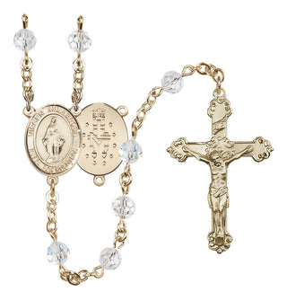 14 Karat Gold-Filled 6mm Austrian Crystal Virgen Milagrosa Rosary in Crystal