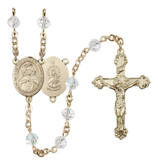 14 Karat Gold-Filled 6mm Austrian Crystal Scapular Rosary in Crystal