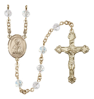 14 Karat Gold-Filled 6mm Austrian Crystal Saint Timothy Rosary in Crystal