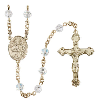 14 Karat Gold-Filled 6mm Austrian Crystal Saints Cosmas & Damian Rosary in Crystal