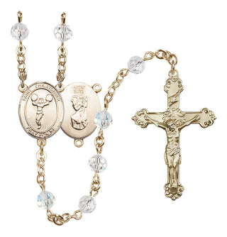 14 Karat Gold-Filled 6mm Austrian Crystal Saint Christopher/Cheerleading Rosary in Crystal