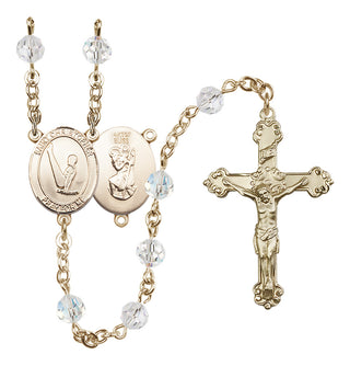 14 Karat Gold-Filled 6mm Austrian Crystal Saint Christopher/Gymnastics Rosary in Crystal