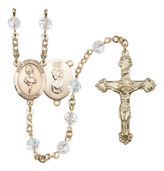 14 Karat Gold-Filled 6mm Austrian Crystal Saint Christopher/Dance Rosary in Crystal