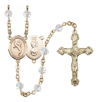 14 Karat Gold-Filled 6mm Austrian Crystal Saint Christopher/Martial Arts Rosary in Crystal