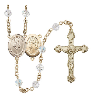 14 Karat Gold-Filled 6mm Austrian Crystal Saint Sebastian/Dance Rosary in Crystal