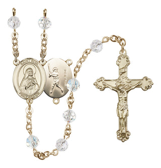 14 Karat Gold-Filled 6mm Austrian Crystal Saint Rita / Baseball Rosary in Crystal