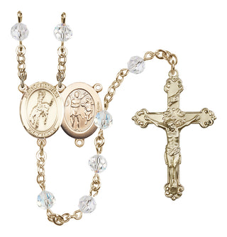 14 Karat Gold-Filled 6mm Austrian Crystal Saint Sebastian / Rodeo Rosary in Crystal