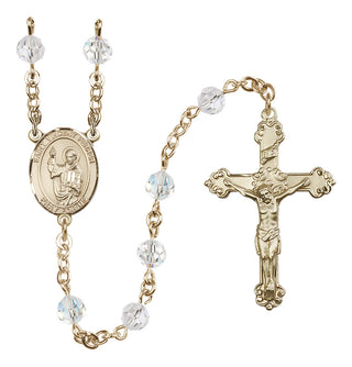 14 Karat Gold-Filled 6mm Austrian Crystal Saint Vincent Ferrer Rosary in Crystal