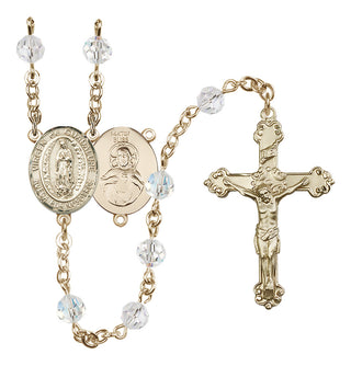14 Karat Gold-Filled 6mm Austrian Crystal Virgen de Guadalupe Rosary in Crystal