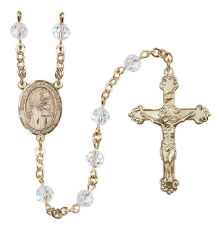 14 Karat Gold-Filled 6mm Austrian Crystal Saint John of the Cross Rosary in Crystal