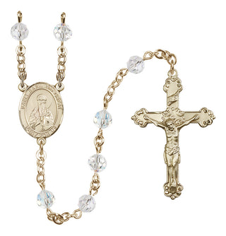 14 Karat Gold-Filled 6mm Austrian Crystal Saint Basil the Great Rosary in Crystal