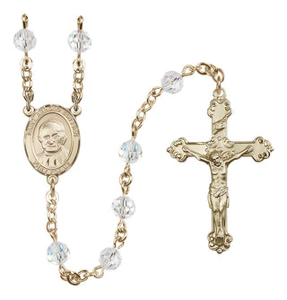 14 Karat Gold-Filled 6mm Austrian Crystal Saint Arnold Janssen Rosary in Crystal