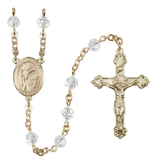 14 Karat Gold-Filled 6mm Austrian Crystal Saint Kenneth Rosary in Crystal