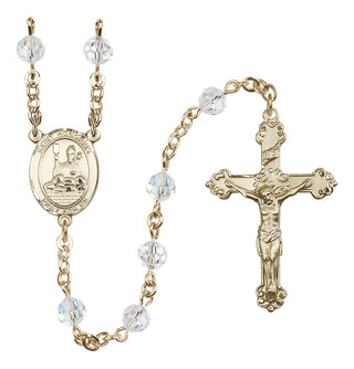14 Karat Gold-Filled 6mm Austrian Crystal Saint Honorius of Amiens Rosary in Crystal