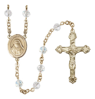 14 Karat Gold-Filled 6mm Austrian Crystal Saint Alphonsa of India Rosary in Crystal