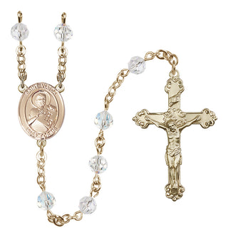 14 Karat Gold-Filled 6mm Austrian Crystal Saint Viator of Bergamo Rosary in Crystal