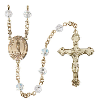 14 Karat Gold-Filled 6mm Austrian Crystal Our Lady of Kibeho Rosary in Crystal