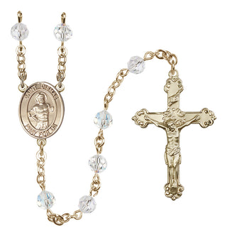 14 Karat Gold-Filled 6mm Austrian Crystal Saint Dismas Rosary in Crystal