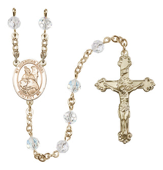 14 Karat Gold-Filled 6mm Austrian Crystal Guardian Angel Protector Rosary in Crystal