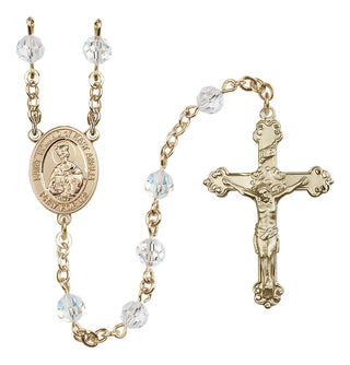 14 Karat Gold-Filled 6mm Austrian Crystal Saint Edmund of East Anglia Rosary in Crystal