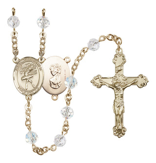14 Karat Gold-Filled 6mm Austrian Crystal Saint Christopher/Dance Rosary in Crystal