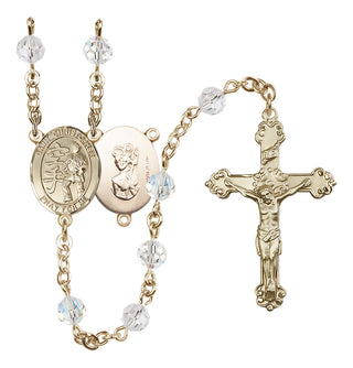 14 Karat Gold-Filled 6mm Austrian Crystal Saint Christopher / Karate Rosary in Crystal