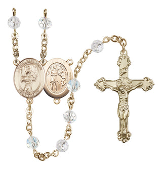 14 Karat Gold-Filled 6mm Austrian Crystal Saint Sebastian / Baseball Rosary in Crystal