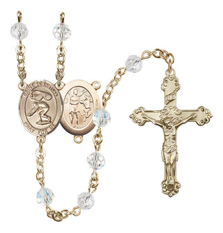 14 Karat Gold-Filled 6mm Austrian Crystal Saint Sebastian/Swimming Rosary in Crystal