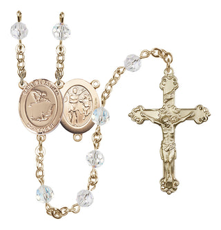 14 Karat Gold-Filled 6mm Austrian Crystal Saint Sebastian/Gymnastics Rosary in Crystal