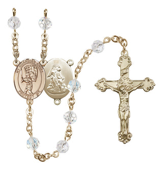 14 Karat Gold-Filled 6mm Austrian Crystal Guardian Angel/Baseball Rosary in Crystal