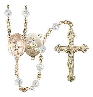 14 Karat Gold-Filled 6mm Austrian Crystal Guardian Angel/Soccer Rosary in Crystal