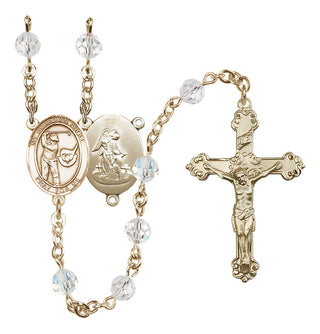 14 Karat Gold-Filled 6mm Austrian Crystal Guardian Angel/Golf Rosary in Crystal