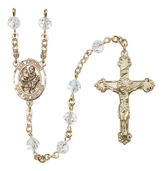 14 Karat Gold 6mm Austrian Crystal San Antonio Rosary in Crystal