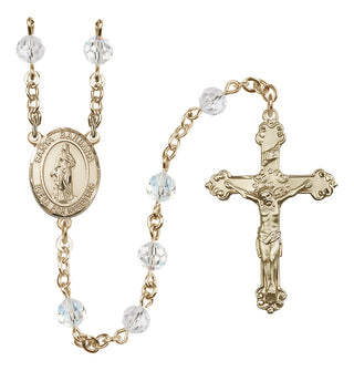 14 Karat Gold 6mm Austrian Crystal Santa Barbara Rosary in Crystal