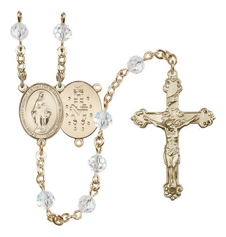 14 Karat Gold 6mm Austrian Crystal Miraculous Rosary in Crystal