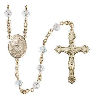 14 Karat Gold 6mm Austrian Crystal San Ramon Nonato Rosary in Crystal