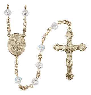 14 Karat Gold 6mm Austrian Crystal Lord Is My Shepherd Rosary in Crystal