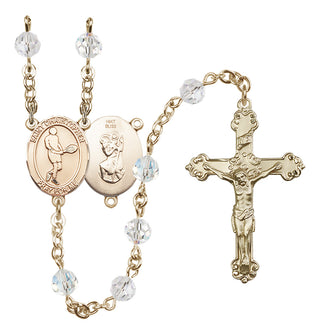 14 Karat Gold 6mm Austrian Crystal Saint Christopher/Tennis Rosary in Crystal