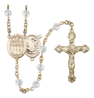 14 Karat Gold 6mm Austrian Crystal Saint Cecilia / Choir Rosary in Crystal