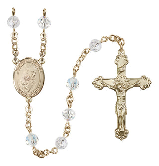 14 Karat Gold 6mm Austrian Crystal Blessed Trinity Rosary in Crystal