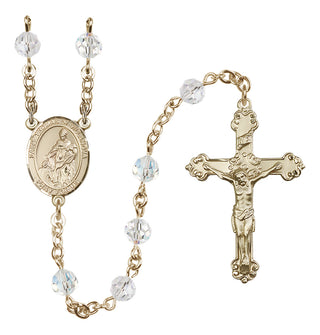 14 Karat Gold 6mm Austrian Crystal Saint Thomas of Villanova Rosary in Crystal