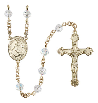 14 Karat Gold 6mm Austrian Crystal Saint Rose Philippine Duchesne Rosary in Crystal