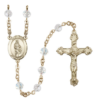 14 Karat Gold 6mm Austrian Crystal Saint Anne Rosary in Crystal