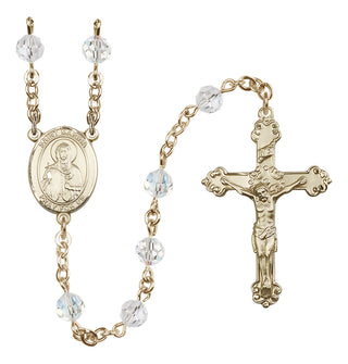 14 Karat Gold 6mm Austrian Crystal Saint Marina Rosary in Crystal