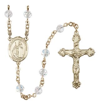 14 Karat Gold 6mm Austrian Crystal Saint Raymond of Penafort Rosary in Crystal